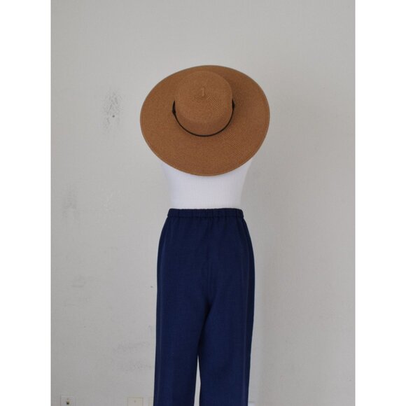 Vintage 80s Blue Gathered Waist Polyester Trousers | 30-34 waist - Picture 3 of 9